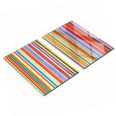Decoratieve glazen snij- en serveerplanken, gekleurde strepen, 2x40x52 cm