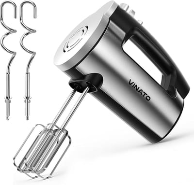 Elektrische Handmixer met 6 Snelheden en RVS Accessoires voor Beslag en Deeg