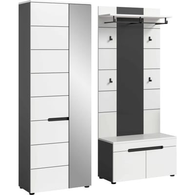 Canu kledingkastcombinatie wit NB Basaltgrijs NB - 37x160x190cm
