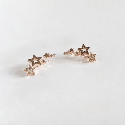 Boucles d'oreilles étoile Simple en Zircon blanc brillant pour femmes, bijoux exquis et polyvalents à la mode Eh076 beige