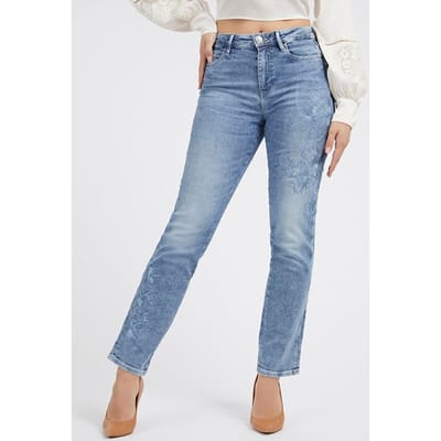 GUESS  Eco 1981 Straight Quiet Embroidery Maat: W25L32 | Slim Jeans Outlet | Dames | Blauw
