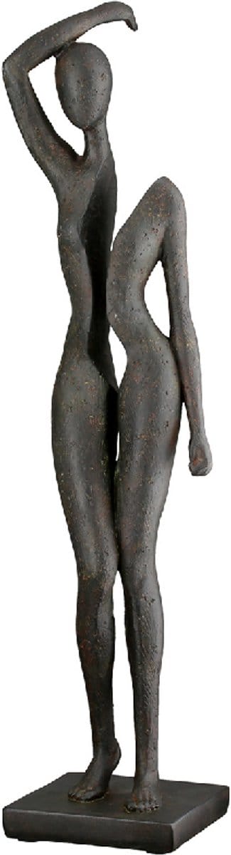Sculptuur - In een gespleten realiteit leven - Vrouw - Decoratief beeld - Polyresin - Grijs - 8x40x8 cm