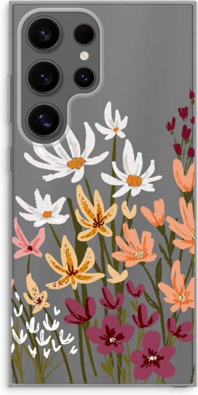 Case Company® - Hoesje geschikt voor Samsung Galaxy S24 Ultra hoesje - Painted wildflowers - Soft Cover Telefoonhoesje - Bescherming aan alle Kanten en Schermrand