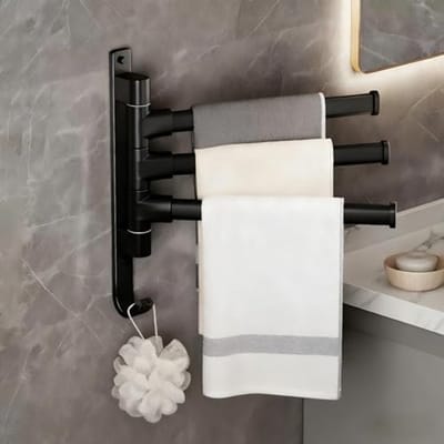 Solidchoice - Rotating Handdoekhouder met 3 Stangen, Aluminium