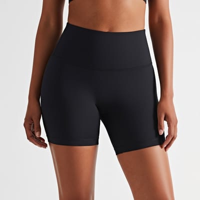 Dames zomer yogashort-hoog taille-elastisch-heupvormend-huidvriendelijk fitnesskleding——Zwart, S