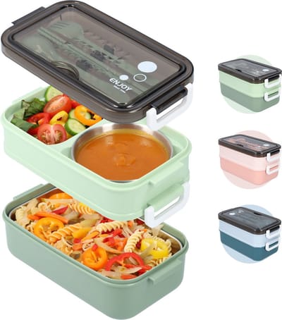 Lunchbox met soepkom Groen - Luxe bentobox - Lunchbox volwassenen - Lunchbox voor kinderen - Lunchboxen - Lunchbox Kinderen - Lunchbox met vakjes en bestek - Ook te gebruiken als broodtrommel - luchtdicht en lekvrij - BPA vrij!
