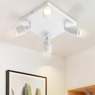 Glitzerlife - Plafondspot Plafondlamp - draaibaar en kantelbaar - opbouwspots - 4xGU10 fitting - modern metalen design - Ø25cm - wit