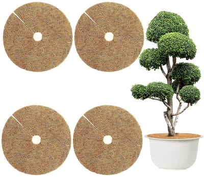 Dailygoods - 4 stuks 60 cm kokosmatten, kokosvezelmat, kokosplantenbescherming, kokoswinterbescherming, kokosschijf voor planten, duurzame plantenbescherming tegen vorst en kou, bescherming tegen vocht en