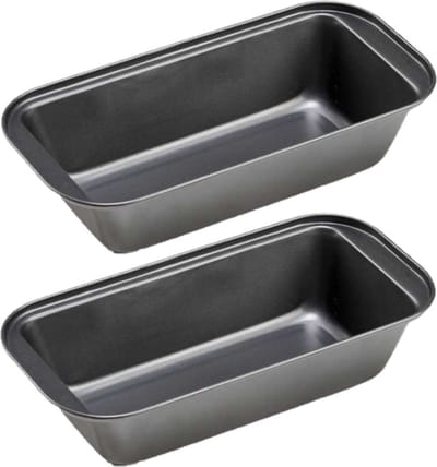Bakvorm - 2x stuks - zwart - 25 x 13 cm - rechthoekig - anti-aanbak - cakevorm - Bakvormen voor o.a. cakes en brood