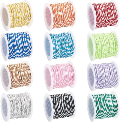 120M Twee Kleurige Katoenen Gedraaide Touw 1.5mm Rond Gevlochten Touw voor Cadeauverpakking, DIY Armbanden en Sieraden Creaties