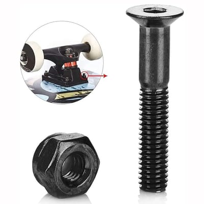 Dailygoods- Skateboard Schroeven 25mm - Longboard Hardware Set - Vrachtwagen Schroeven - Moeren - Duurzaam Koolstofstaal - 16 Stuks