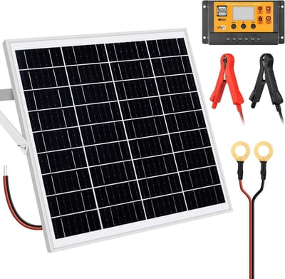 Zonnepaneel - Oplader Onderhouder - Batterij Laden - Intelligente PWM Controller - 25W 12V - Zwart