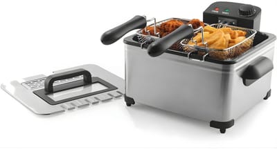 DnA® Frituurpan - Dubbele Frituurpan - 5L Friteuse - Zilver - 36cm x 36cm x 22cm