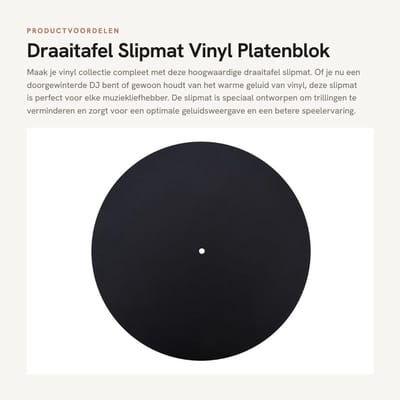 Dailygoods- Slipmat 12 Inch - Antislip - Vinyl Platenblok - Vermindert Trillingen - Zacht Materiaal - Hoogwaardige Geluidskwaliteit - Platenmat