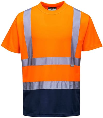Portwest Tweekleuren T-shirt S378 - Oranje/Marine - L