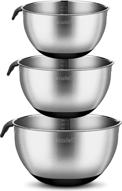 Mengkommen Set van 3 Roestvrijstalen Saladeschalen met Handvat en Schaalverdeling Schalen set