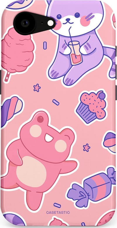 Casetastic hoesje geschikt voor Apple iPhone 16e / Apple iPhone 17e - MagSafe - Dubbellaagse bescherming - Snoepvriendjes - Fashion Case - Lichtroze Lavendel Koraal