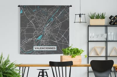 Wandkleed - Wanddoek - Valenciennes - Frankrijk - Kaart - Plattegrond - Stadskaart - 150x150 cm - Wandtapijt