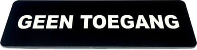 Deurbordje met tekst Geen toegang - 150 x 50 mm (incl. dubbelzijdige tape) - zwart / wit | Geborstelde RVS-look toplaag | Gratis Verzending