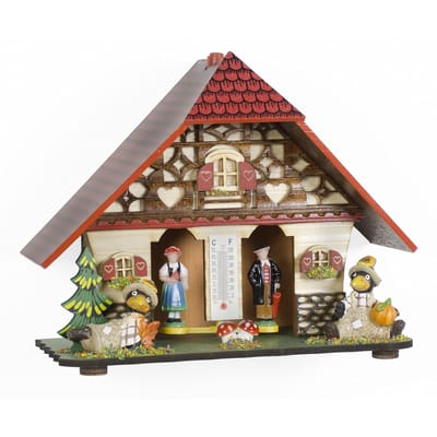 Weerhuisje Schwarzwald - Weerstation Huisje - Weersvoorspelling Buiten - Gemaakt in Duitsland - 14 x 13 x 8 cm - Gekleurd
