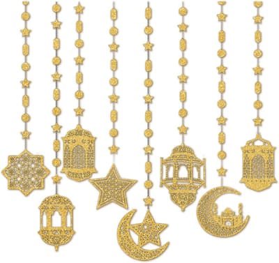 Q2P - Eid Mubarak - Decoratie - Ramadan - Suikerfeest - Slinger - Versiering - Islam - Goud - 8 Stuks