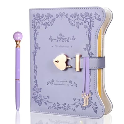 Ynkkvre - Hartvormig slot dagboek -Luxe Dagboek met Slot – Rozen Design – 360 Goudgerande Pagina’s – Inspirerende Quote – Cadeaudoos – Voor Vrouwen & Meisjes