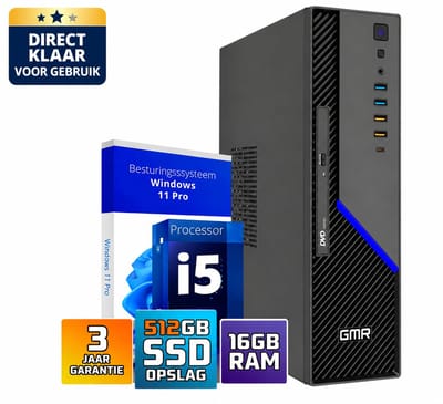 Office PC Intel Core i5 | 16GB RAM | 512GB SSD | Windows 11 Pro | WiFi & Bluetooth | Zakelijke Computer | Werkcomputer | Thuiswerk PC | Desktop Computer | Plug & Play | Klaar voor Gebruik | DVD-RW | Office Geschikt | Studie PC | 3 Jaar Garantie