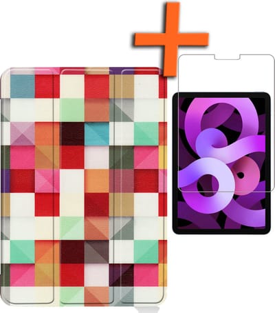 Hoesje - Geschikt voor Apple iPad Air 6 (2024) - 11 inch - 6e Generatie - M2 - Met Screenprotector - Trifold Bookcase - Hard Cover - Hardcover Book Case - Tablet Hoes - Blokken