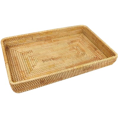 Rieten Dienblad Tafelblad Organisatie Handgeweven Snack Opbergmand Multifunctioneel Serveerblad L