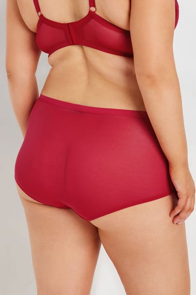 Yours Satijnen Tailleslip Met Kanten Inzet In Rood Size 42-44
