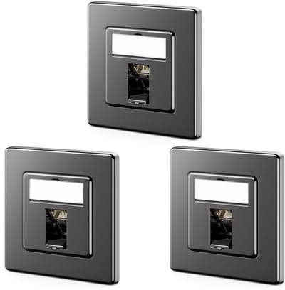Netwerk Contactdoos - LAN Aansluiting - Netwerk Installatie - CAT 7 Module - 80x80mm Inbouw - Zwart
