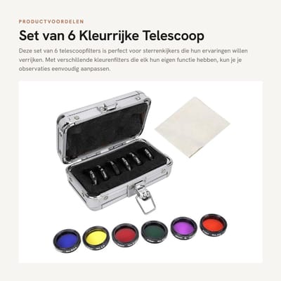 Dailygoods- Telescoopfilter Set - 6 Stuks - Draagbare Schokbestendige Opbergdoos - Kleurrijke Filters - Compatibel met 1,25 Inch Telescopen - Aluminiumlegering en Optisch Glas - Filterset