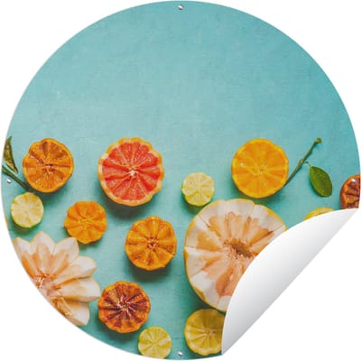 Tuincirkel Citrus - Zomer - Fruit - 60x60 cm - Ronde Tuinposter - Buiten