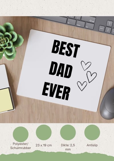 Akyol - best dad ever Muismat - Vader - papa - vaderdag - cadeau - verjaardag - opa - 23 bij 19 cm