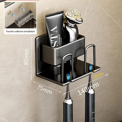 Porte-brosse à dents mural en alliage d'aluminium pour dentifrice, rangement pour brosses à dents électriques, accessoires de salle de bain noir