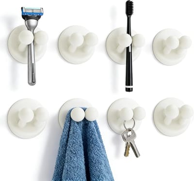 Tandenborstelhouder silicone - 8 stuks - wit - geen gaten nodig - eenvoudig te installeren - ShopVlot