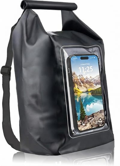 Famanu – Dry bag 5 l waterdichte zakken - voor buitenactiviteiten en watersporten - kamperen - varen - kajakken - vissen met waterdichte tas (zwart-5L)
