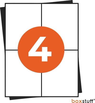 A4 Stickervellen - Verzend Etiketten Stickers - Geschikt Inktjet en Laser Printers - 4 Per Vel - 105x148MM