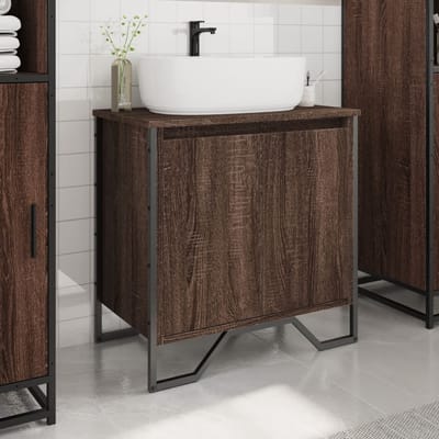 vidaXL - Wastafelkast - 60x35x60 - cm - bewerkt - hout - bruin - eikenkleurig