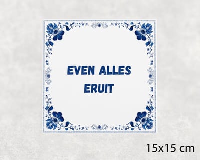 Spreuk tegel 15x15 cm Even alles eruit