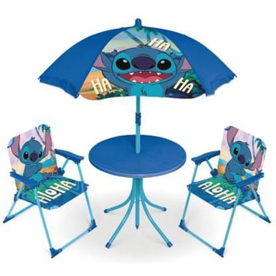 Disney Kindertuinset Stitch tafel met 2 stoelen en parasol Tafels & Stoelen