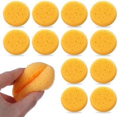 Dailygoods- Sponzen 12 Stuks - Aardewerk Spons - Zachte Gele Spons - Duurzaam Materiaal - Ideaal voor Schilderen - Afmetingen 2,76 Inch - Reinigingsspons