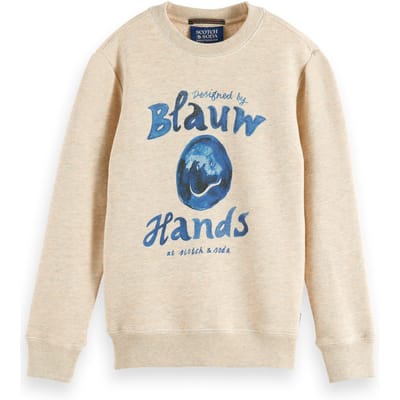 Scotch & Soda Girl Relaxed-fit Artwork Sweatshirt Ecru Melange Taglia: 4 | Maglioni Outlet | kids | Marrone