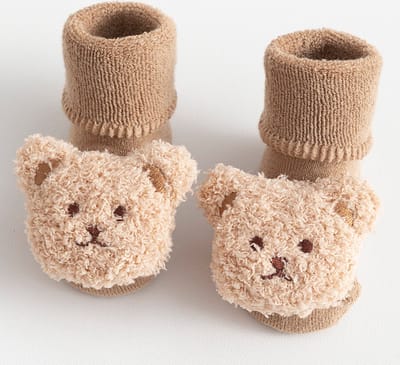 2 paar herfst- en wintersokken voor baby's en peuters - Antislip wintersokken voor baby's - Dikke zachte vloersokken - Warme katoenen sokken voor peuters - Leuke cartoonpatroon kindersokken - Mid-tube peutersokken - Maat S (0-1 jaar) - bruin