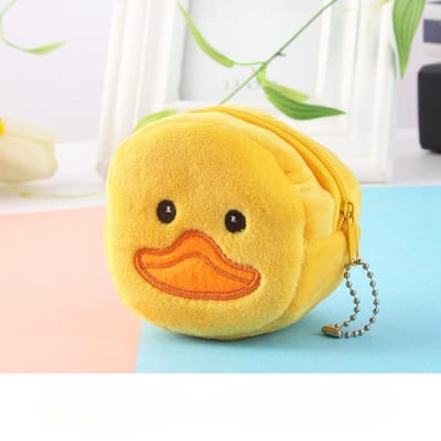 Porte-monnaie de dessin animé, porte-monnaie en peluche tridimensionnel, sac pour écouteurs, portefeuille, porte-clés pour enfants jaune