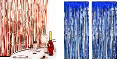 2 x Glittergordijn/ Roze + Blauw/ 100 x 200cm x stuk/ Feestje Muur Gordijnen /Foil Fringe curtain/ Foto Zone/ Feestversiering/ Deurgordijn/ Surprise/ Gender reveal/ Baby Shower/ Party Decoratie / Feestartikele/ Verrassing/Festival/ Diwali…2 Stuks