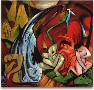 Handgeschilderd olieverfschilderij - olieverf op canvas - Franz Marc 'Waterval'