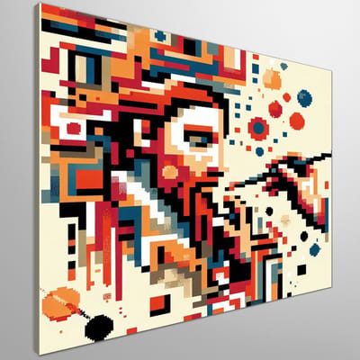 Pixel art picasso schilderij | Abstracte pixelmeesterwerk geïnspireerd op Picasso's iconische kunstwerken | Kunst - 60x60 centimeter op Canvas | Foto op Canvas