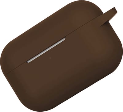 Hoes - Geschikt voor Apple Airpods Pro - Siliconen Hoesje met Clip - Silicone Case Cover - Bruin