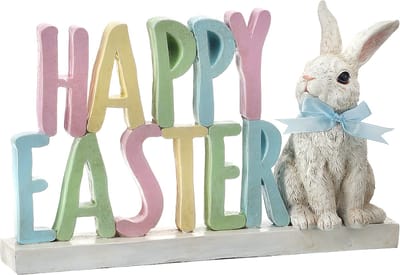 Viv! Christmas Paasdecoratie - 'Happy Easter' met Paashaas - pasen - pastel - 27cm